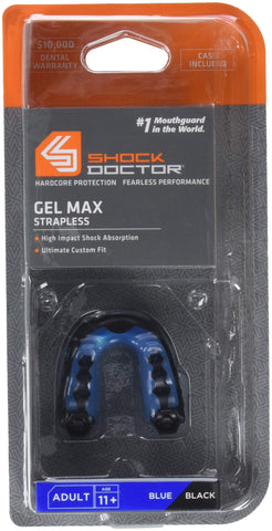 Shock Doctor Gel Max Mouthguard - Strapless Blue/Black Adult