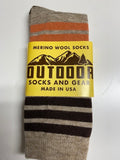 Womens 82% Merino Wool Flat Knit Crew Socks Fits Shoe size 6-9 - Made In USA